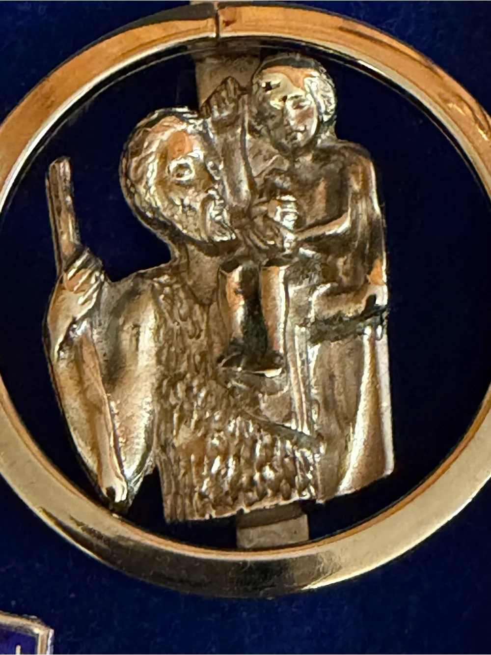 Vintage Silver Rhodium Saint Christopher Money Clip / Visor Religious Silver